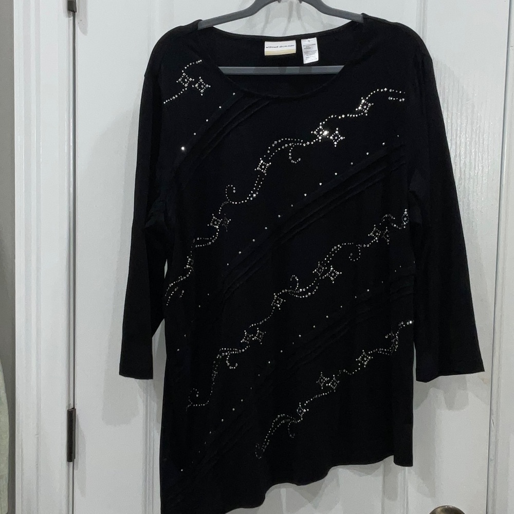 Alfred Dunner Black Top with Sparkling Accents